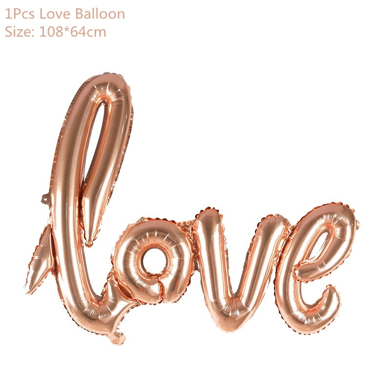 Rose Gold Wedding Birthday Party Balloons Happy Birthday Letter Foil Balloon Baby Shower Anniversary Event Party Decor Supplies - Originalsgroup