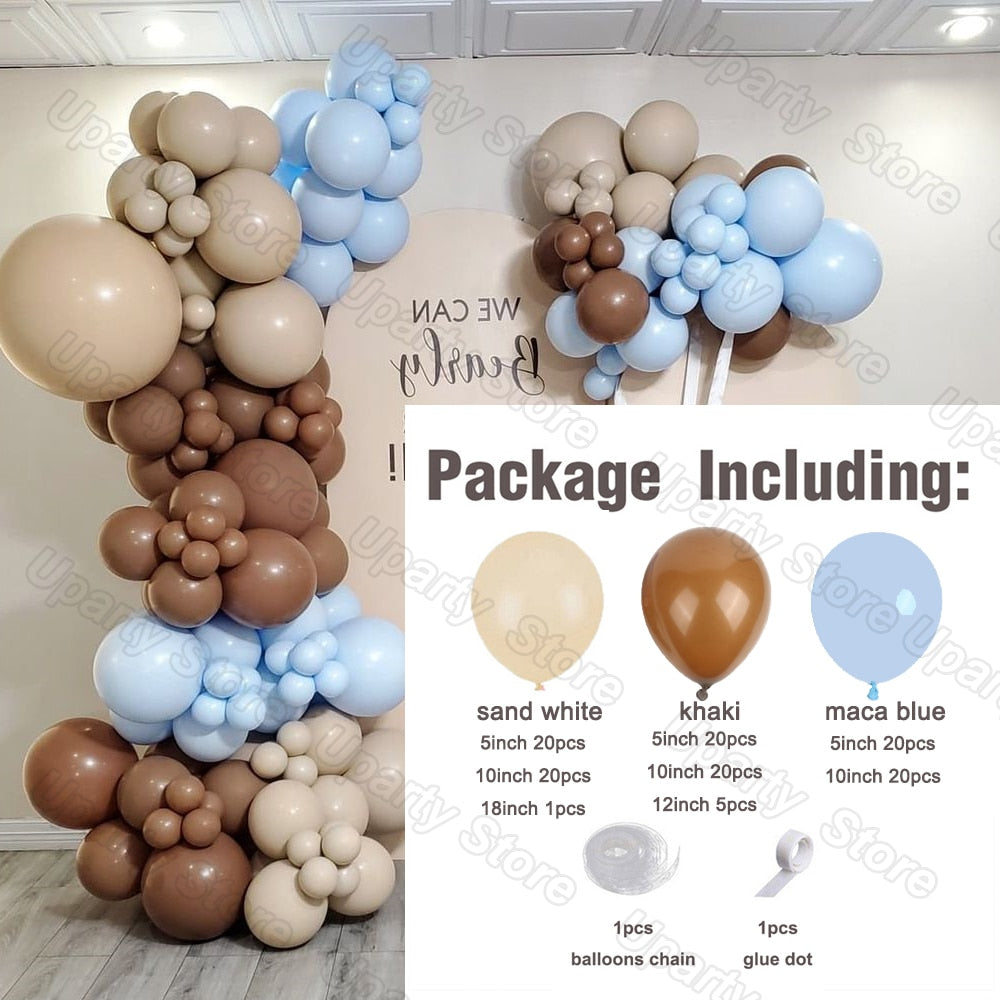 1 Set Khaki Sand White Balloons Arch Garland Kit Retro Coffee Brown White Sand Balloons Birthday Party Decorations Baby Shower - Originalsgroup