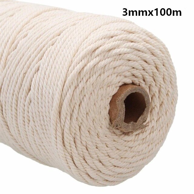 1-3mm 100% Natural Cotton Macrame Cord Twisted Diameter Length For DIY Home Textile Craft Macrame Artisan String 100m/200m/400m - Originalsgroup