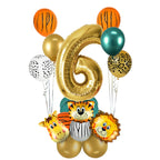 18Pcs Jungle Animal Balloons Set Chrome Metallic Latex Balloon 32inch Gold Number Globos Kids Birthday Party Baby Shower Decor - Originalsgroup