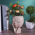 Girls Face Head Flower Planter Succulent Plant Flower Container Pot Flowerpot Figure Garden Decor Nordic Tabletop Ornament H5 - Originalsgroup