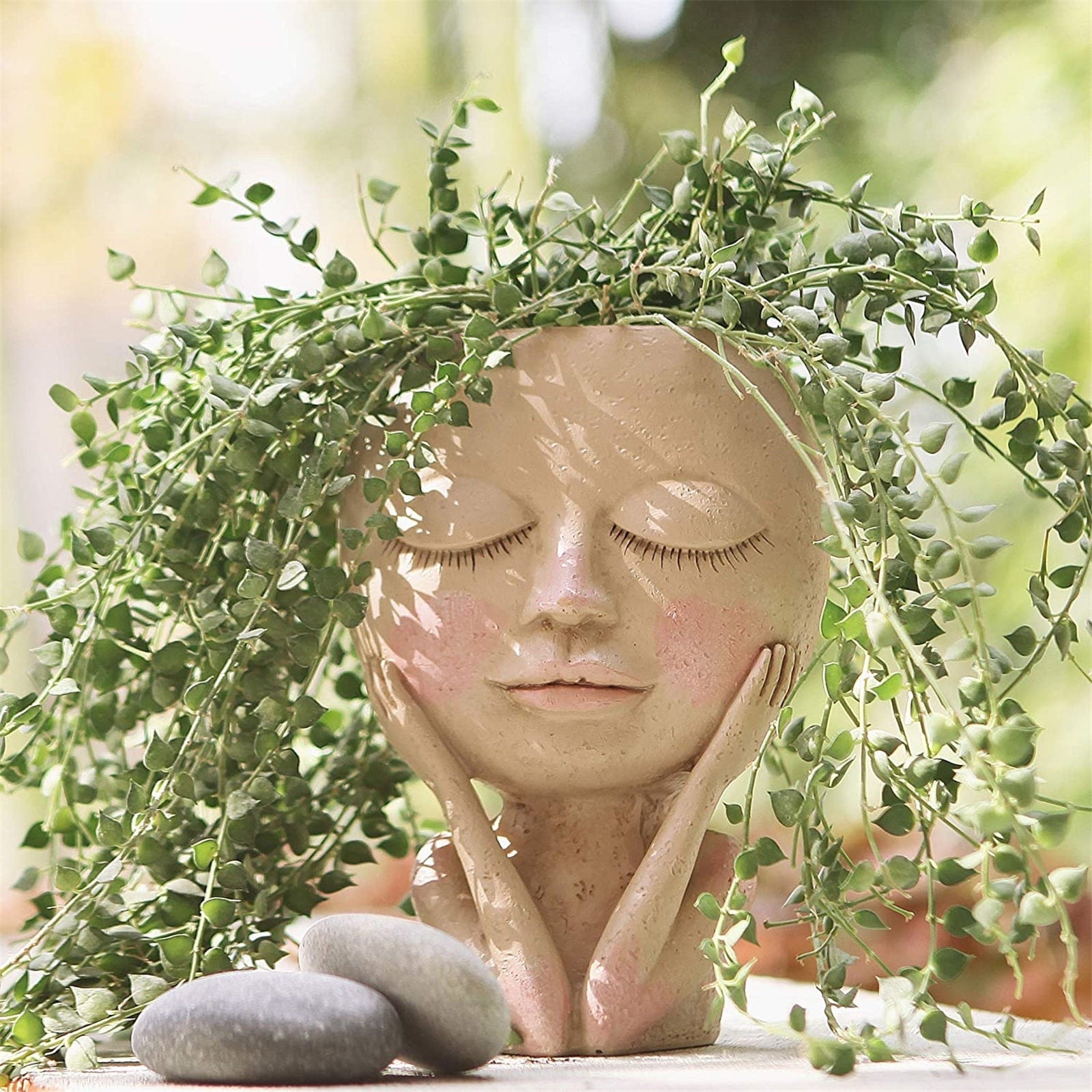Girls Face Head Flower Planter Succulent Plant Flower Container Pot Flowerpot Figure Garden Decor Nordic Tabletop Ornament H5 - Originalsgroup