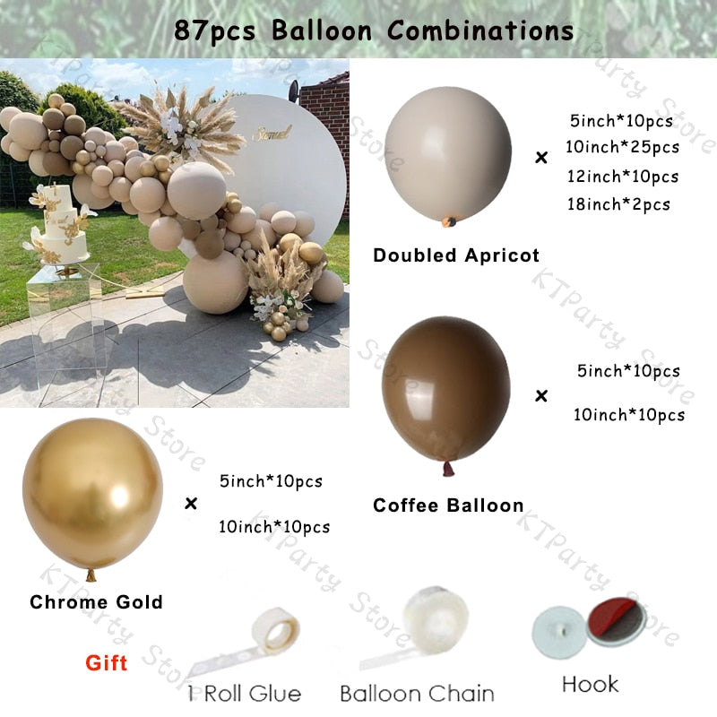 Retro Coffee Matte White Balloons Garland Arch Kit Boho Wedding Decoration Gender Reveal Birthday Baby Shower Decor Accessory - Originalsgroup