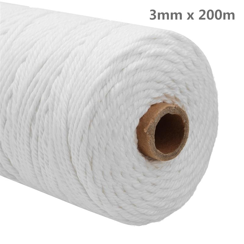 1-3mm 100% Natural Cotton Macrame Cord Twisted Diameter Length For DIY Home Textile Craft Macrame Artisan String 100m/200m/400m - Originalsgroup