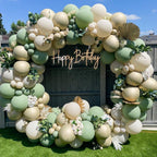 162Pcs Avocado Green Balloons Garland Arch Creamy White Retro Olive Green Balloon for Wedding Birthday Party Background Decor - Originalsgroup