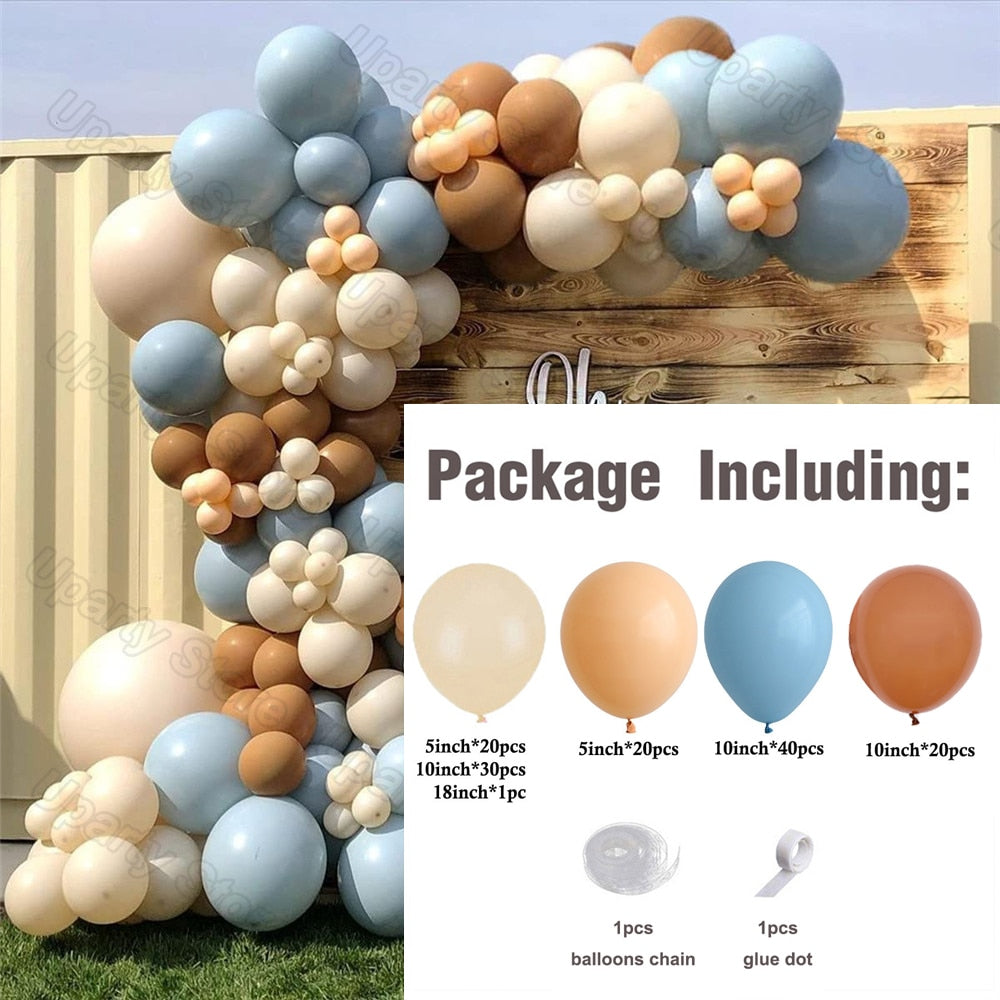 1 Set Khaki Sand White Balloons Arch Garland Kit Retro Coffee Brown White Sand Balloons Birthday Party Decorations Baby Shower - Originalsgroup