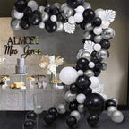 Balloons Garland Arch Kit, 100 PCS Birthday decoration Set with Silver Metallic,White,Black and Confetti Balloons Plus Silver Pa - Originalsgroup