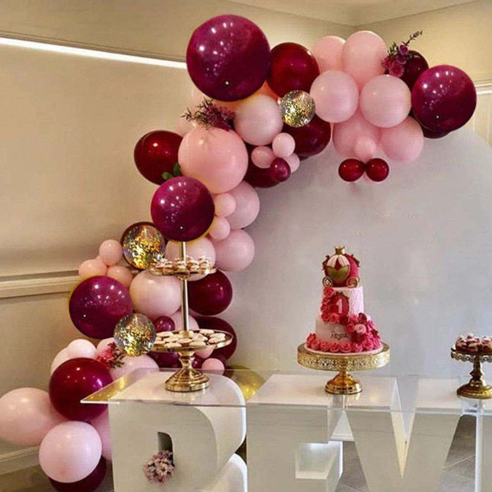102pcs Pink Burgundy Balloon Arch Garland Kit Golden Confetti Balloons Wedding Hawaiian Party Birthday Ballons Globos Decoration - Originalsgroup
