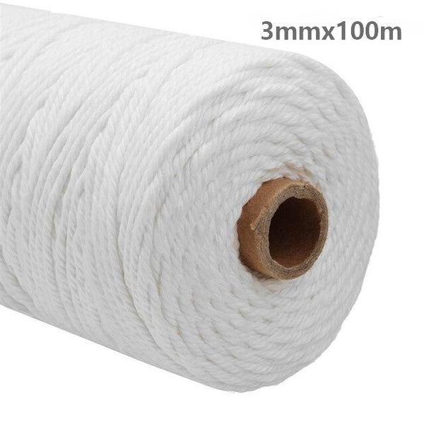 1-3mm 100% Natural Cotton Macrame Cord Twisted Diameter Length For DIY Home Textile Craft Macrame Artisan String 100m/200m/400m - Originalsgroup