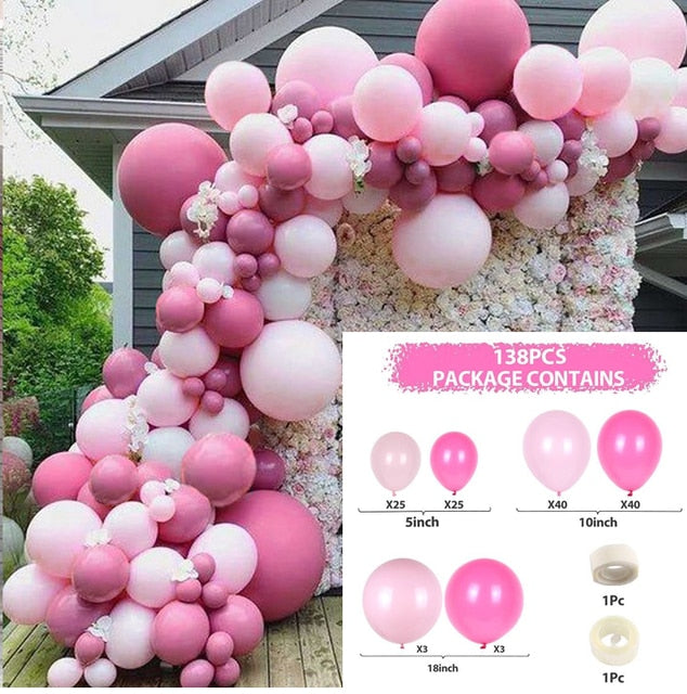 Macaron Pink Balloon Garland Arch Kit Wedding Birthday Party Decoration Kids Globos Rose Gold Confetti Latex Ballon Baby Shower - Originalsgroup