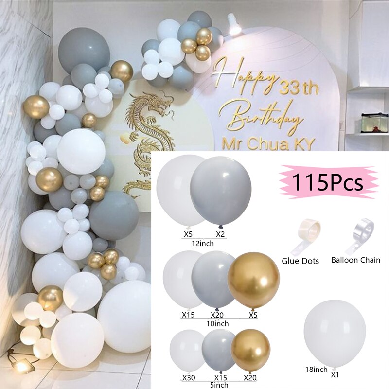 Balloons Arch Set Pink White Gold And Confetti Balloon Garland Wedding Baby Baptism Shower Birthday Party Balloon Decoration - Originalsgroup