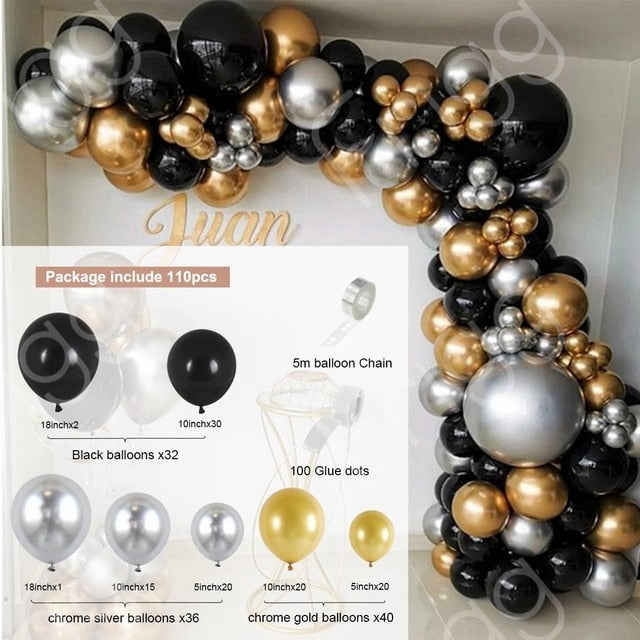 Black Gold Balloon Garland Arch Kit Confetti Latex Balloon 30th 40th 50th Birthday Party Balloons Decorations Adults Baby Shower - Originalsgroup