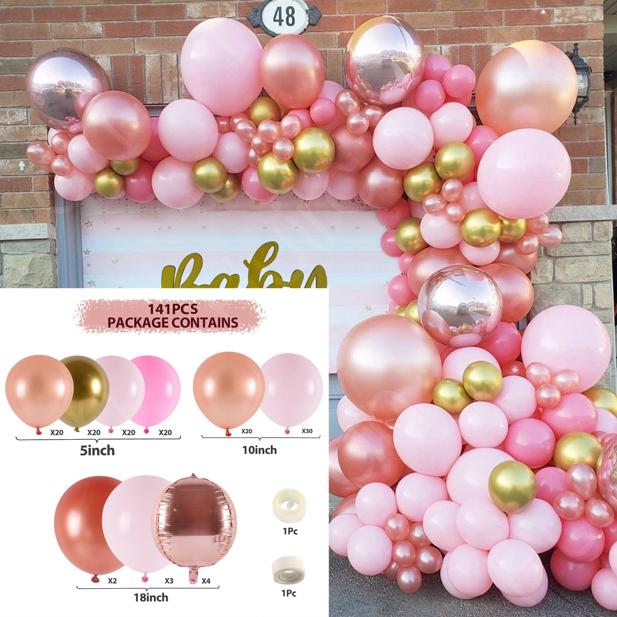 Macaron Pink Balloon Garland Arch Kit Wedding Birthday Party Decoration Kids Globos Rose Gold Confetti Latex Ballon Baby Shower - Originalsgroup