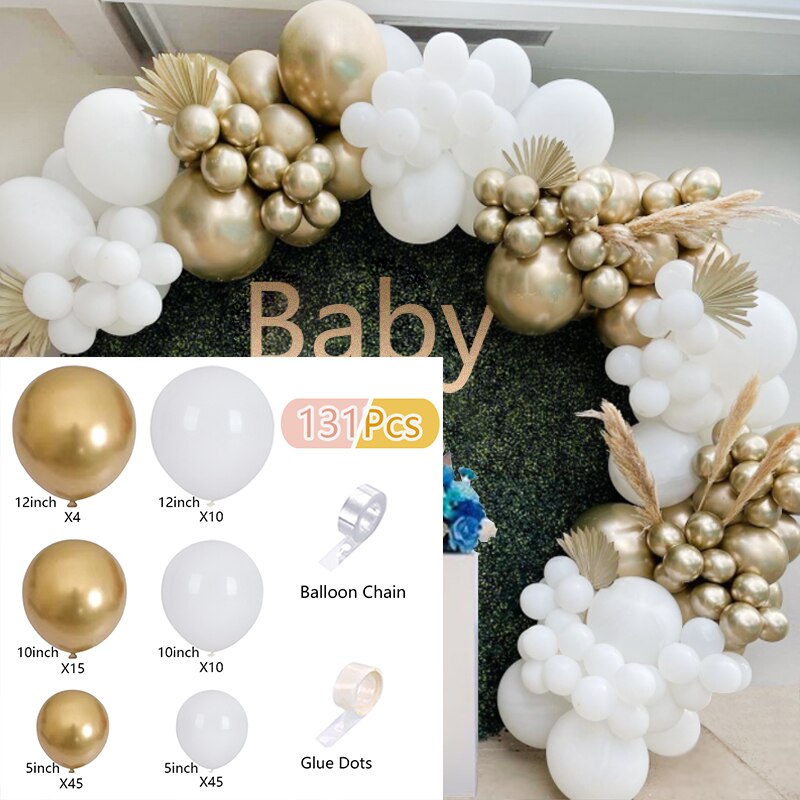 Balloons Arch Set Pink White Gold And Confetti Balloon Garland Wedding Baby Baptism Shower Birthday Party Balloon Decoration - Originalsgroup