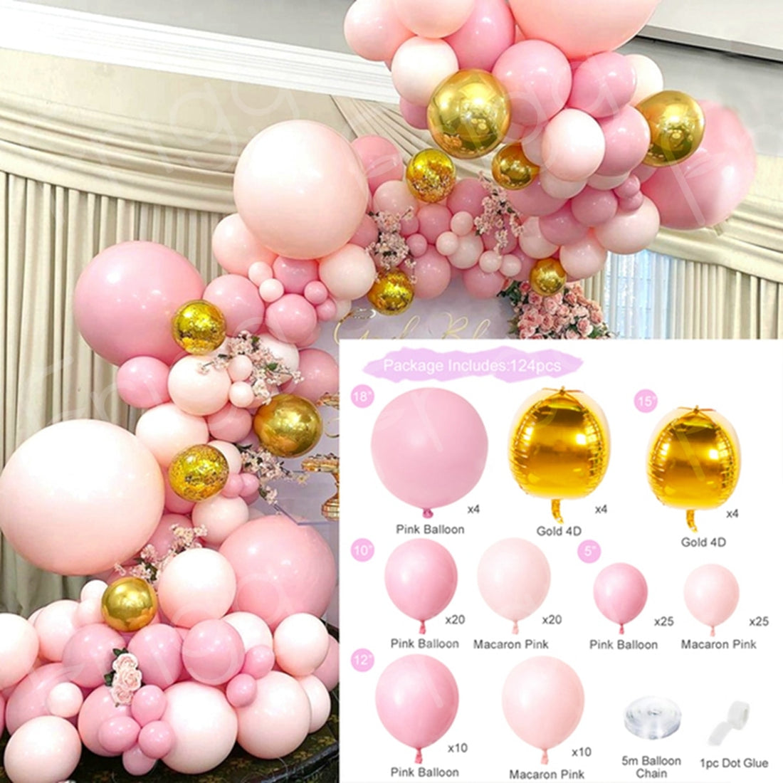 Macaron Pink Balloon Garland Arch Kit Wedding Birthday Party Decoration Kids Globos Rose Gold Confetti Latex Ballon Baby Shower - Originalsgroup