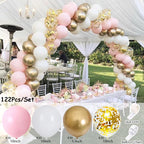 Balloons Arch Set Pink White Gold And Confetti Balloon Garland Wedding Baby Baptism Shower Birthday Party Balloon Decoration - Originalsgroup