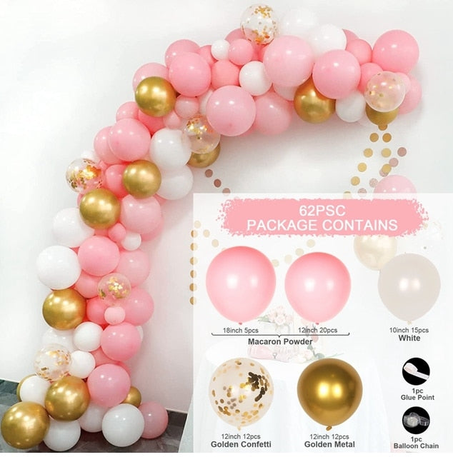 Macaron Pink Balloon Garland Arch Kit Wedding Birthday Party Decoration Kids Globos Rose Gold Confetti Latex Ballon Baby Shower - Originalsgroup