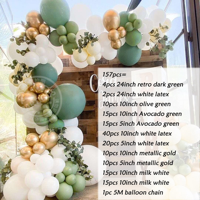 1set Retro Green Balloon Garland Arch Kit Avocado Green Balloon Wedding Birthday Party Decorations Baby Shower Kids Decoration - Originalsgroup