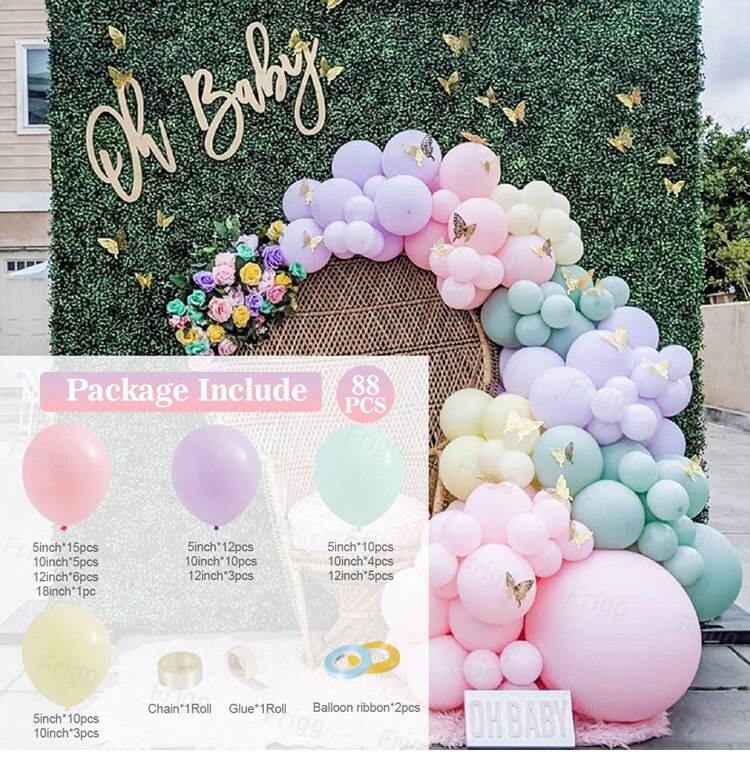 Macaron Balloons Garland Latex Ballons Arch Happy Birthday Party Decor Kids Adult Wedding Baloon Chain Baby Shower Balloon - Originalsgroup