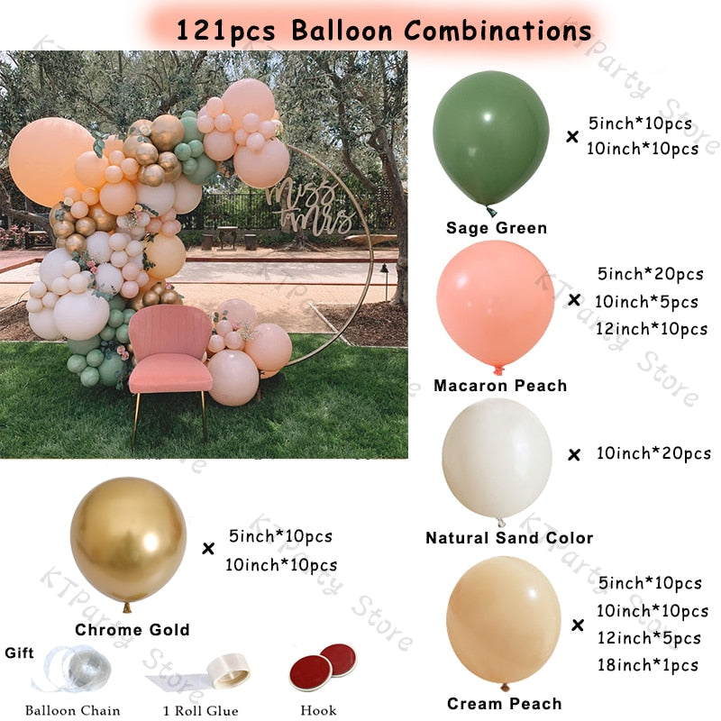 Retro Coffee Matte White Balloons Garland Arch Kit Boho Wedding Decoration Gender Reveal Birthday Baby Shower Decor Accessory - Originalsgroup