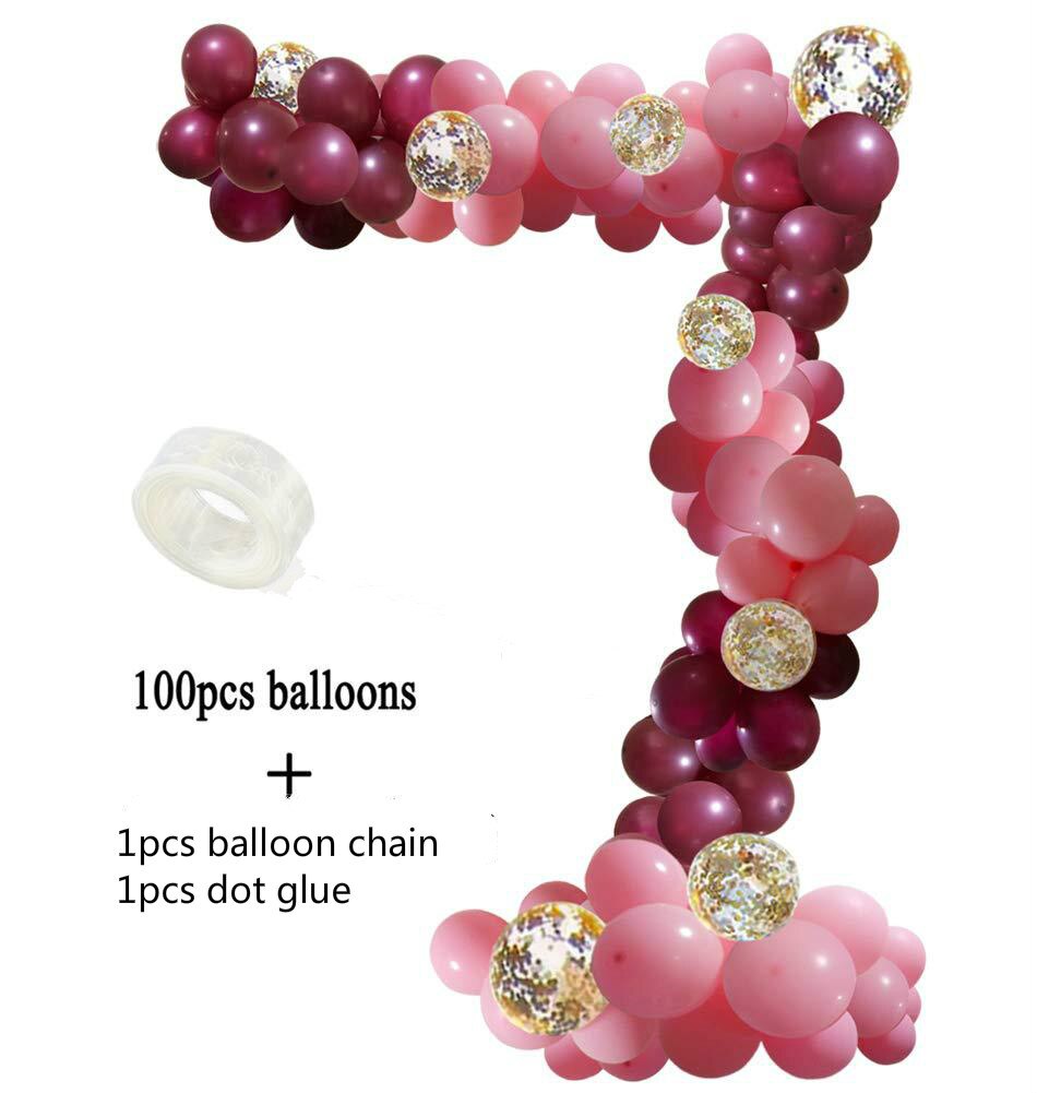 102pcs Pink Burgundy Balloon Arch Garland Kit Golden Confetti Balloons Wedding Hawaiian Party Birthday Ballons Globos Decoration - Originalsgroup
