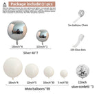 101pcs Silver 4D White Balloons Garland Silver Confetti Balloon Arch Birthday Baby Shower Wedding Anniversary Party Decorations - Originalsgroup
