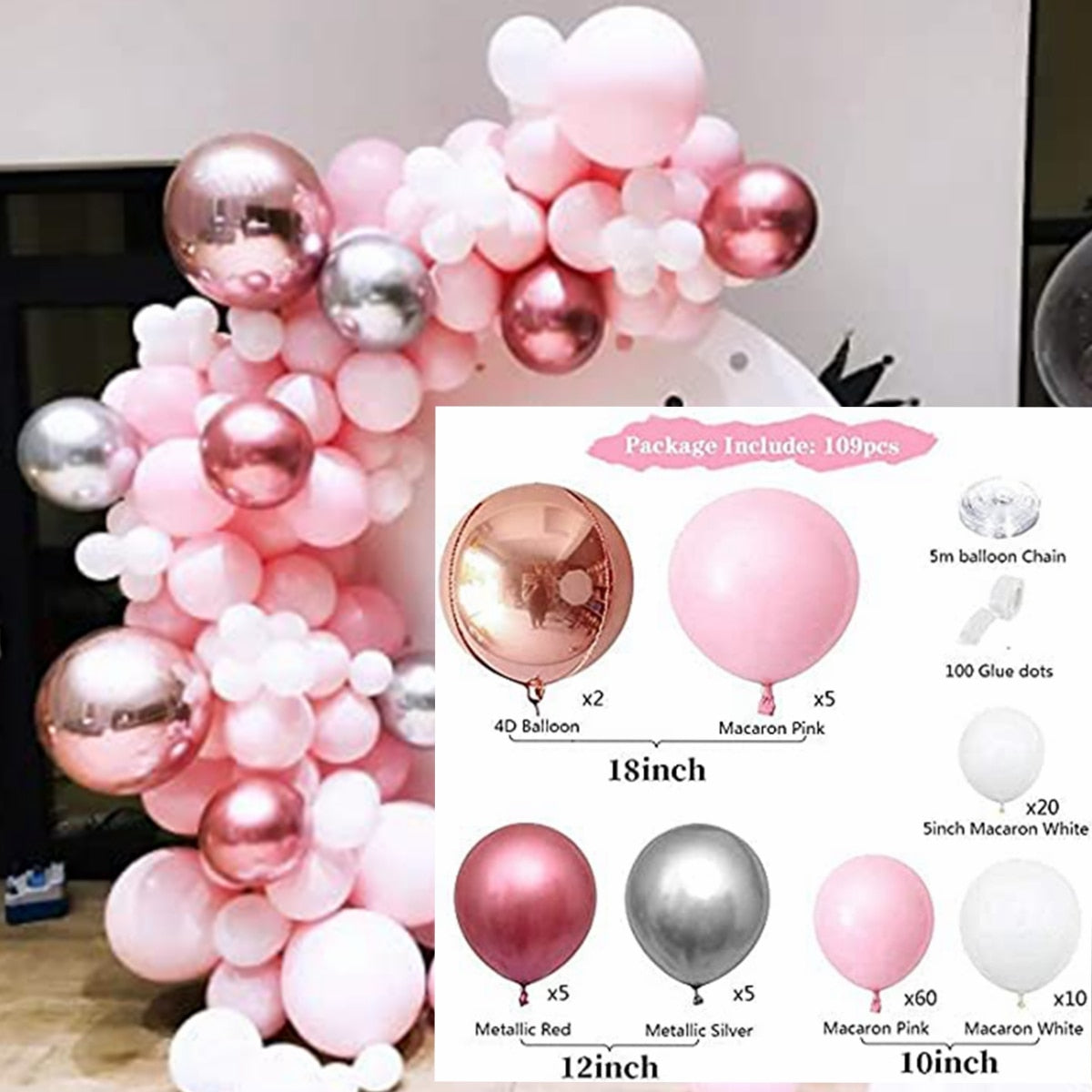 Macaron Pink Balloon Garland Arch Kit Wedding Birthday Party Decoration Kids Globos Rose Gold Confetti Latex Ballon Baby Shower - Originalsgroup