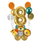 18Pcs Jungle Animal Balloons Set Chrome Metallic Latex Balloon 32inch Gold Number Globos Kids Birthday Party Baby Shower Decor - Originalsgroup