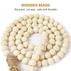 DIY Wooden Home Decoration Handmade Garland With Jute Rustic Tassel Wood Bead Garlands For Rattan Macrame Wall Hanging Boho Gift - Originalsgroup