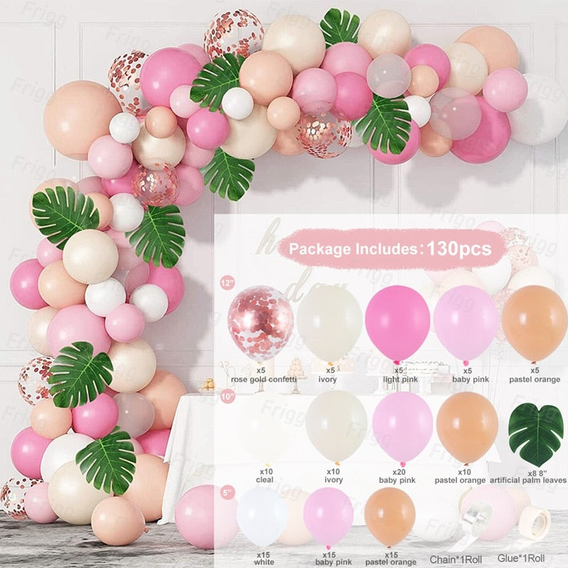 Macaron Pink Balloon Garland Arch Kit Wedding Birthday Party Decoration Kids Globos Rose Gold Confetti Latex Ballon Baby Shower - Originalsgroup