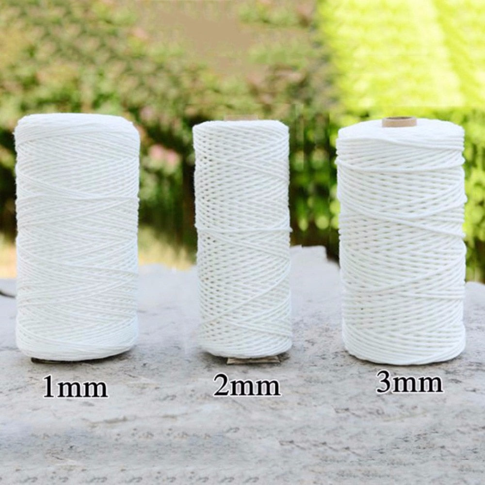 1-3mm 100% Natural Cotton Macrame Cord Twisted Diameter Length For DIY Home Textile Craft Macrame Artisan String 100m/200m/400m - Originalsgroup