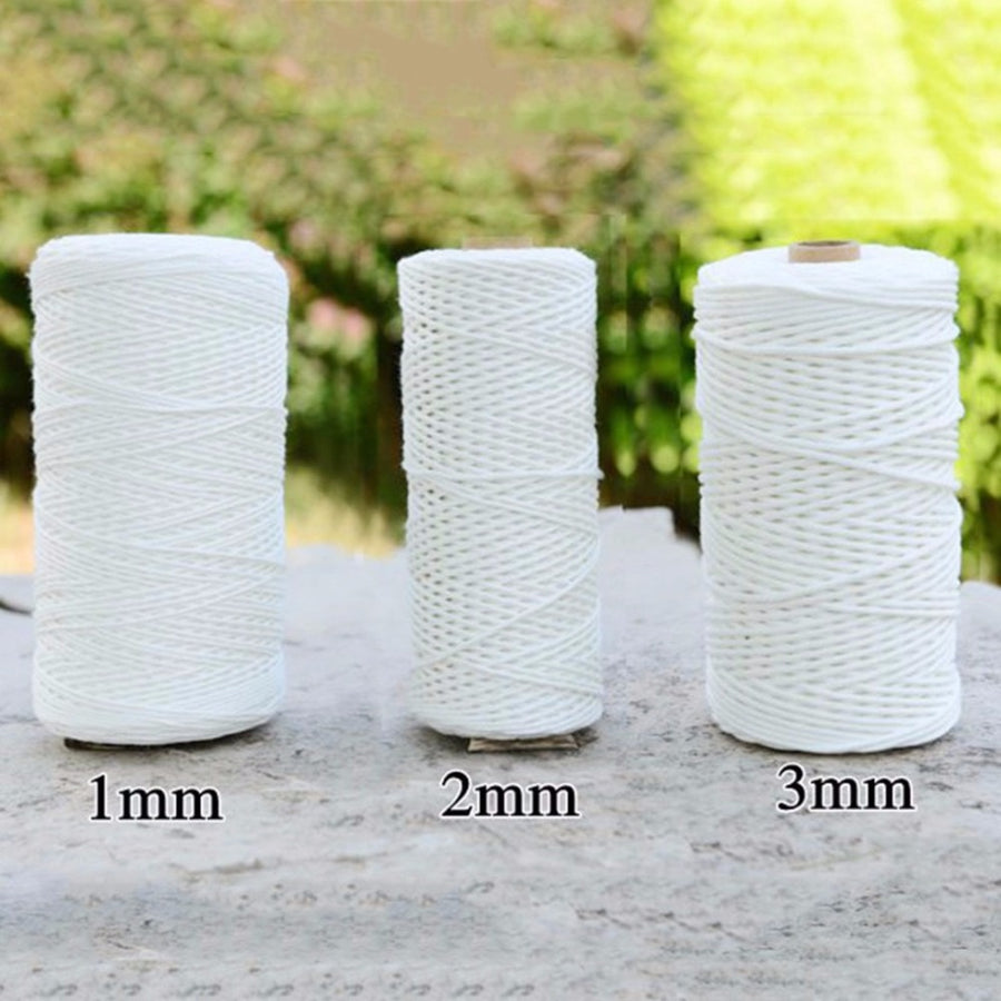 1-3mm 100% Natural Cotton Macrame Cord Twisted Diameter Length For DIY Home Textile Craft Macrame Artisan String 100m/200m/400m - Originalsgroup