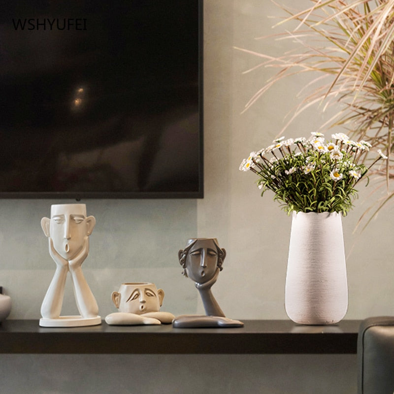 Abstract figure decoration Resin flower pot modern Vase Home Ornaments TV cabinet porch living room Sculpture Crafts furnishings - Originalsgroup