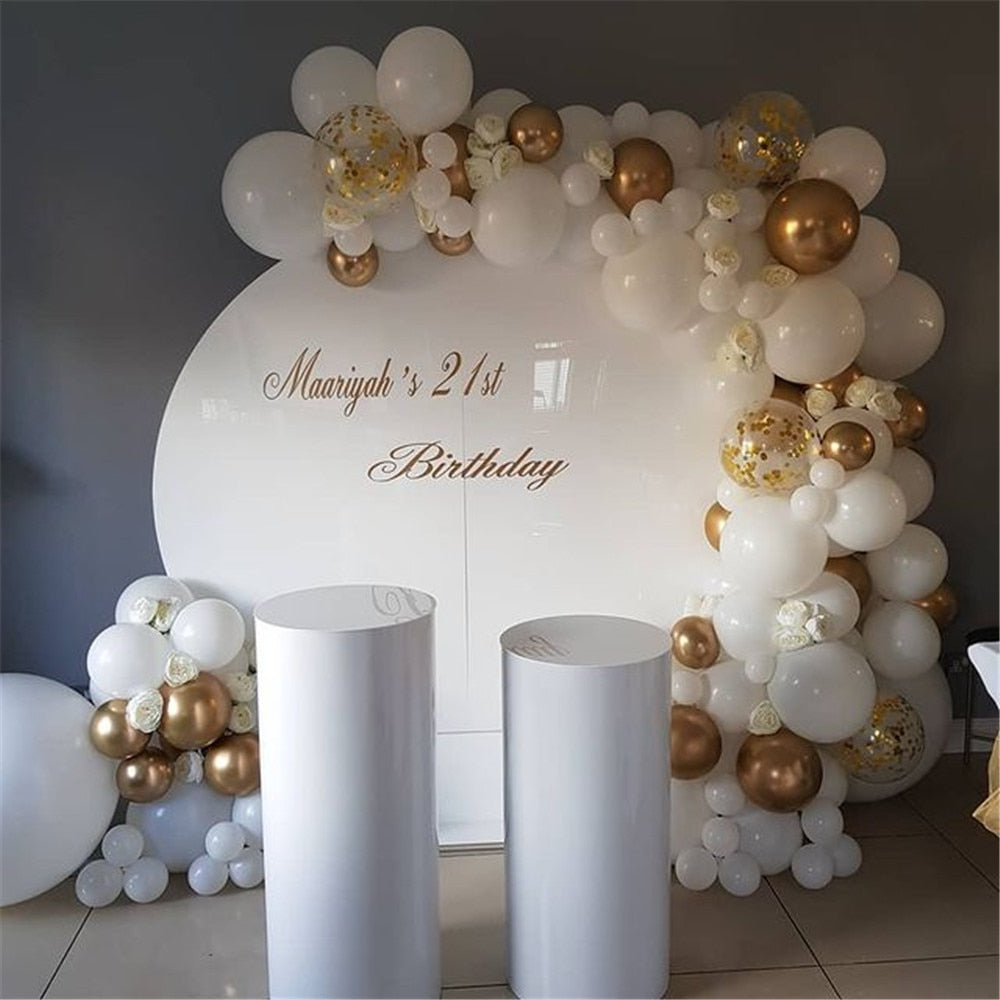 98 pcs White Balloons Garland Arch Kit Confetti Metallic Gold Pastel Latex Balloon Baby Shower Birthday Graduation Party Decor - Originalsgroup