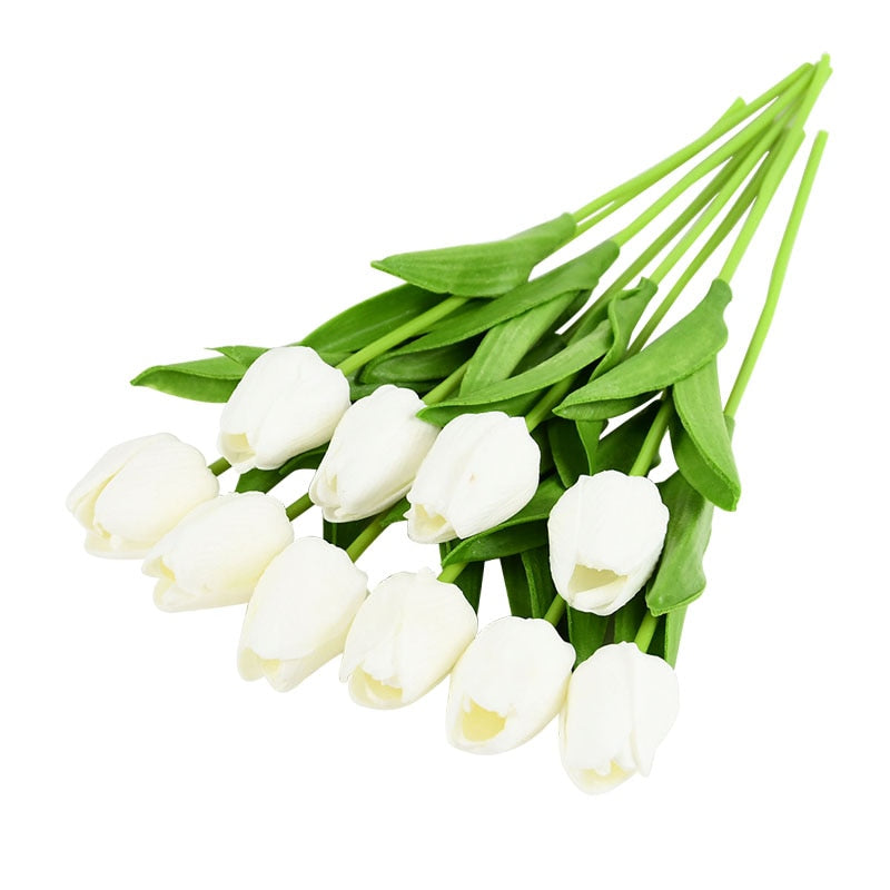 10PCS Tulip Artificial Flower Real Touch Artificial Bouquet PE Fake Flower for Wedding Decoration Flowers Home Garden Decor - Originalsgroup