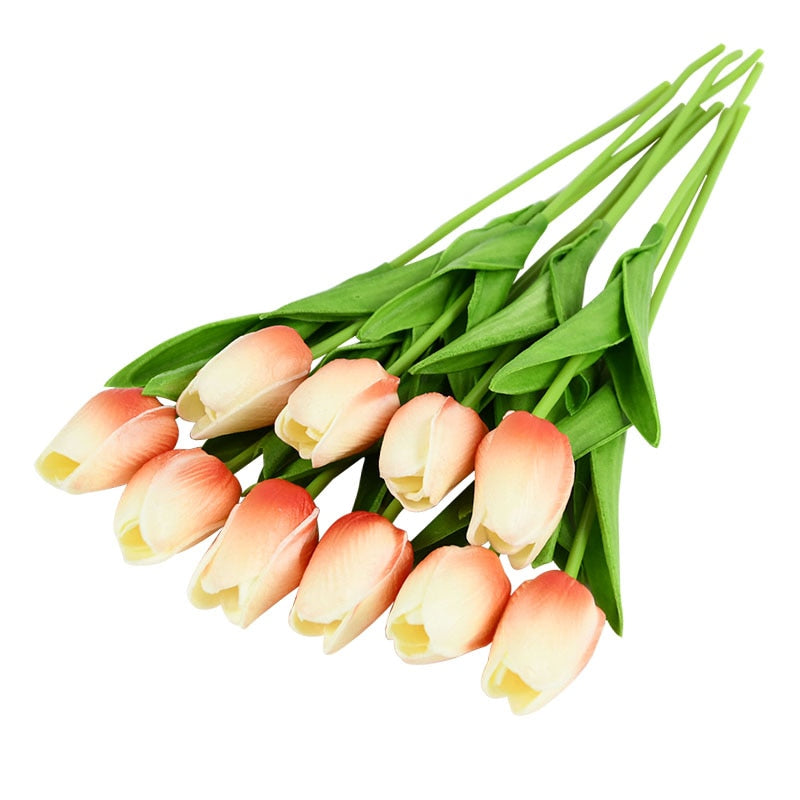 10PCS Tulip Artificial Flower Real Touch Artificial Bouquet PE Fake Flower for Wedding Decoration Flowers Home Garden Decor - Originalsgroup