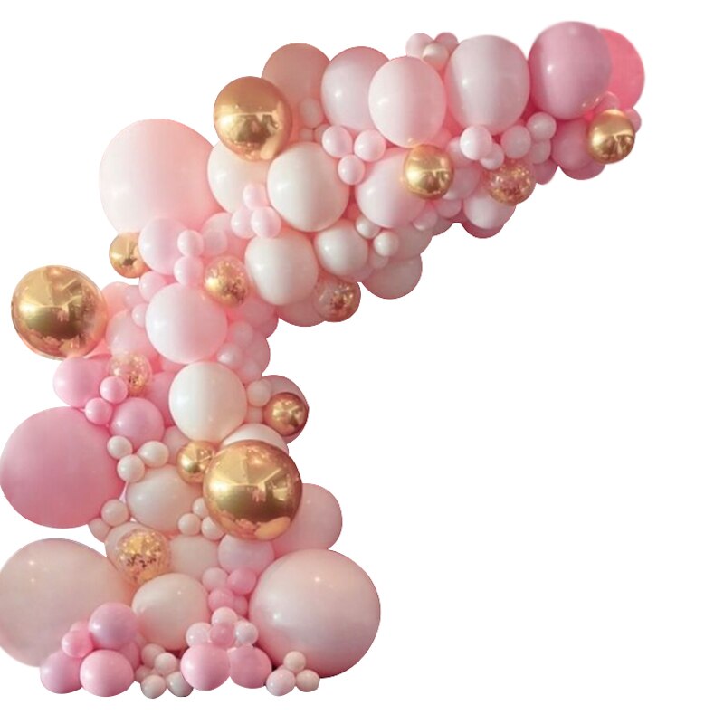 Balloons Arch Set Pink White Gold And Confetti Balloon Garland Wedding Baby Baptism Shower Birthday Party Balloon Decoration - Originalsgroup