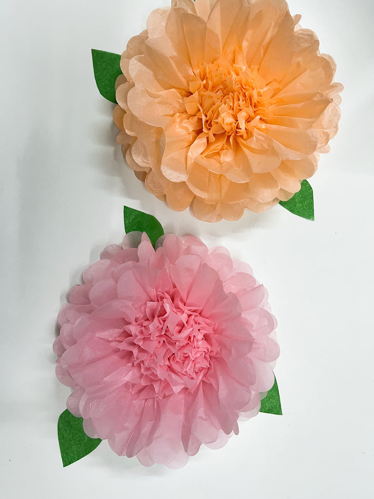 (5pcs) Peach and Pink Mixed Size Tissue Paper flowers Decoration - Originalsgroup