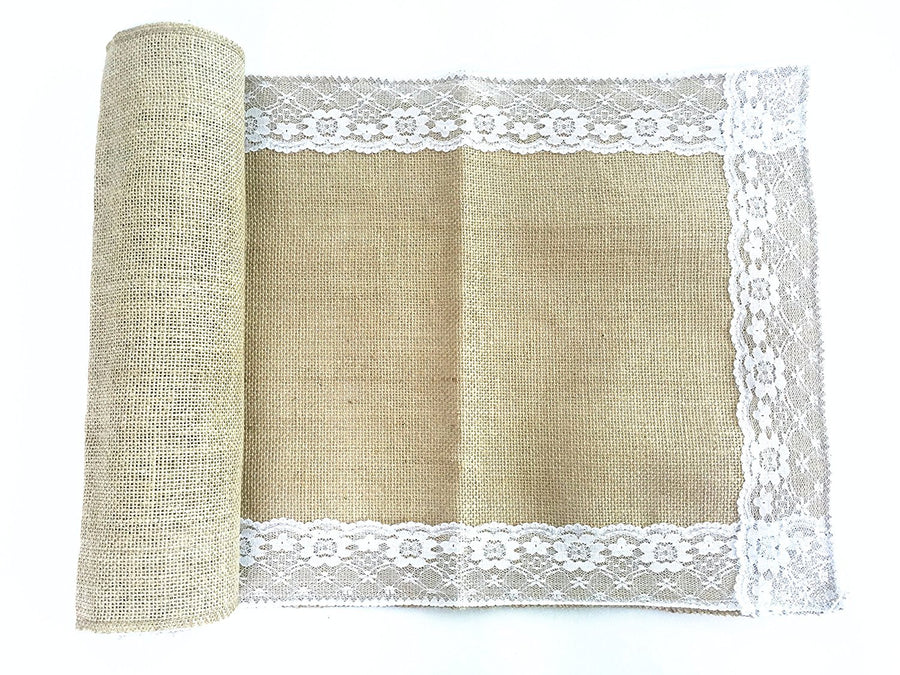 Originals Group 14"x 80" Natural Burlap Lace Table Runner Country Outdoor Wedding Decorations, Baby Shower (1) - Originalsgroup