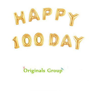 Originals Group Gold Alphabet Letters Balloons Happy 100 day Birthday Party Decoration Aluminum Foil Membrane Balloon - Originalsgroup