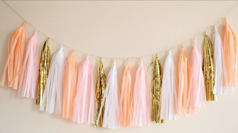 16 x Originals Group Design TISSUE PAPER TASSELS for Party Wedding gold Garland Bunting Pom Pom - Originalsgroup
