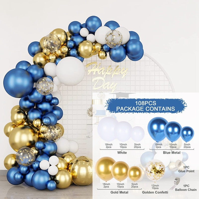 Blue Macaron Balloon Garland Arch Kit Birthday Party Decor Foil Latex Ballon Wedding Birthday Party Baby Shower Kids Baloon - Originalsgroup