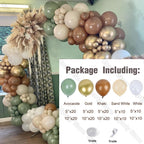 162Pcs Avocado Green Balloons Garland Arch Creamy White Retro Olive Green Balloon for Wedding Birthday Party Background Decor - Originalsgroup