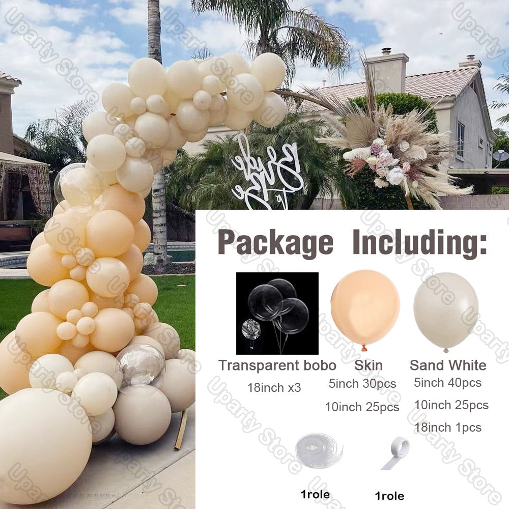 1 Set Khaki Sand White Balloons Arch Garland Kit Retro Coffee Brown White Sand Balloons Birthday Party Decorations Baby Shower - Originalsgroup