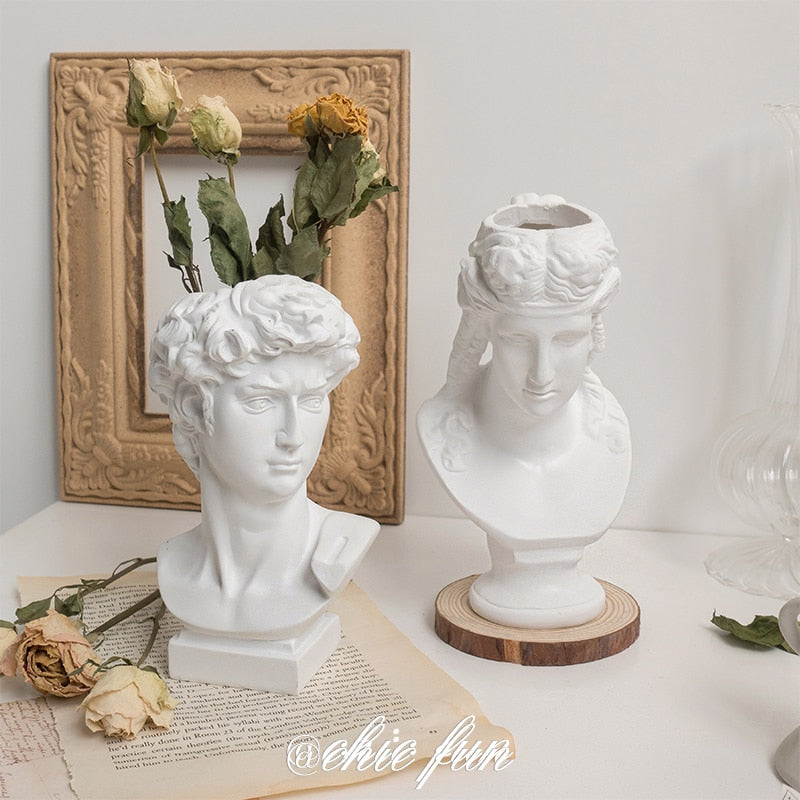 W&amp;G Nordic Vase Home Decor Vase Creative Human Head Portrait Flower Vases Room Decoration Resin David Flower Vase Room Decor - Originalsgroup