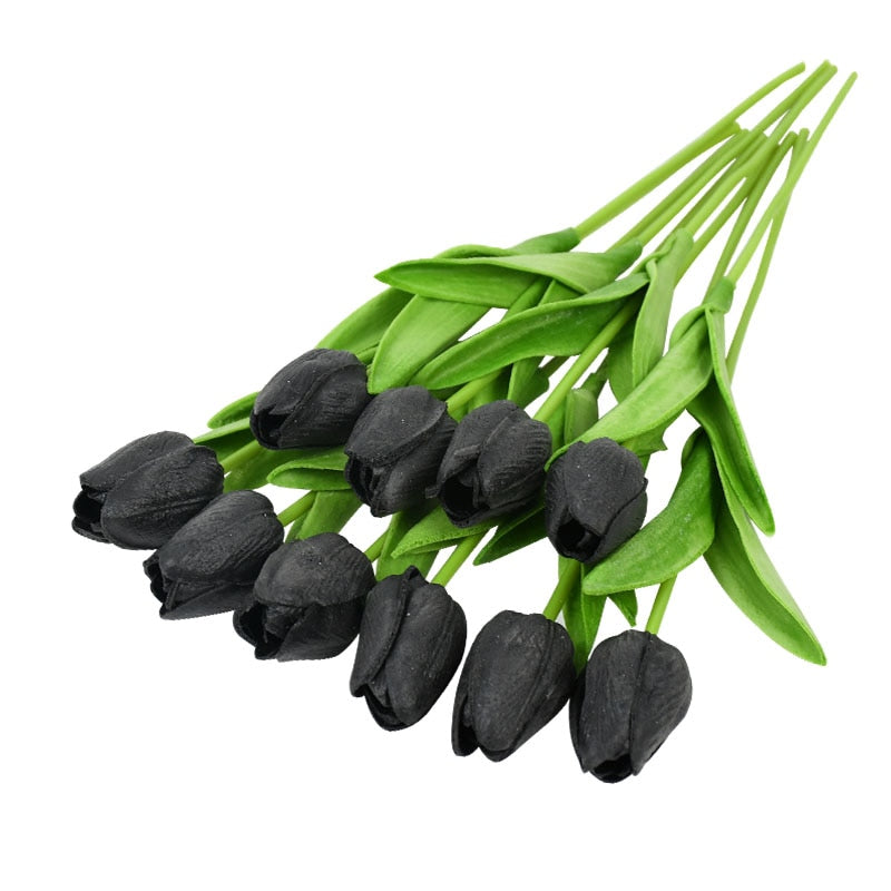 10PCS Tulip Artificial Flower Real Touch Artificial Bouquet PE Fake Flower for Wedding Decoration Flowers Home Garden Decor - Originalsgroup