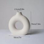 Nordic Ceramic Vase for Pampas Grass Donuts Flower Pot Home Decoration Accessories Office Living Room Interior Table Desk Decor - Originalsgroup