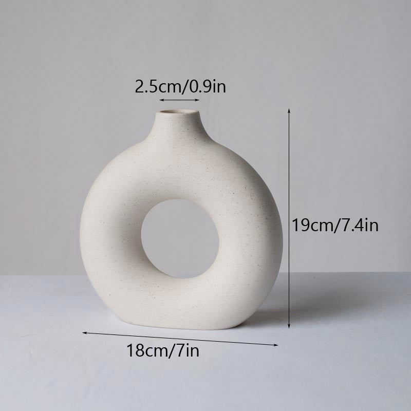 Nordic Ceramic Vase for Pampas Grass Donuts Flower Pot Home Decoration Accessories Office Living Room Interior Table Desk Decor - Originalsgroup