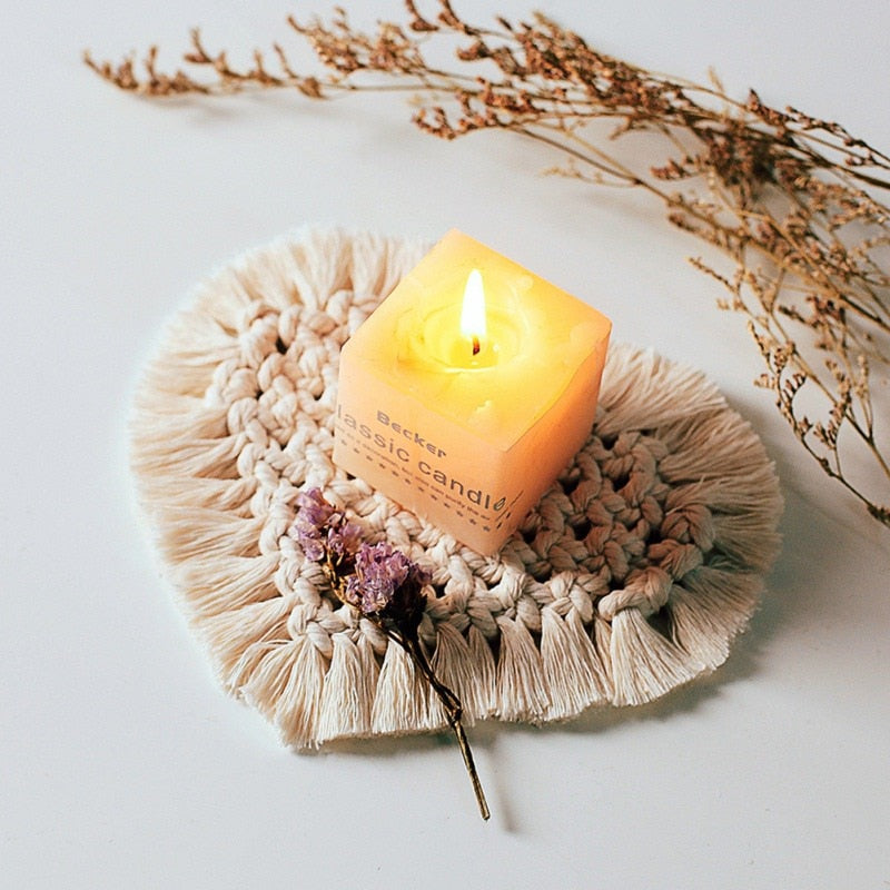 Home Creative Cotton Braid Coaster Handmade Macrame Cup Cushion Bohemia Style Non-slip Cup Mat - Originalsgroup