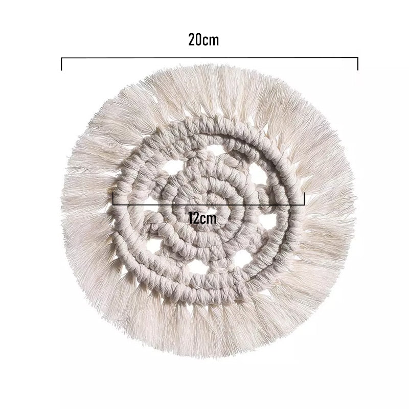 Home Creative Cotton Braid Coaster Handmade Macrame Cup Cushion Bohemia Style Non-slip Cup Mat - Originalsgroup
